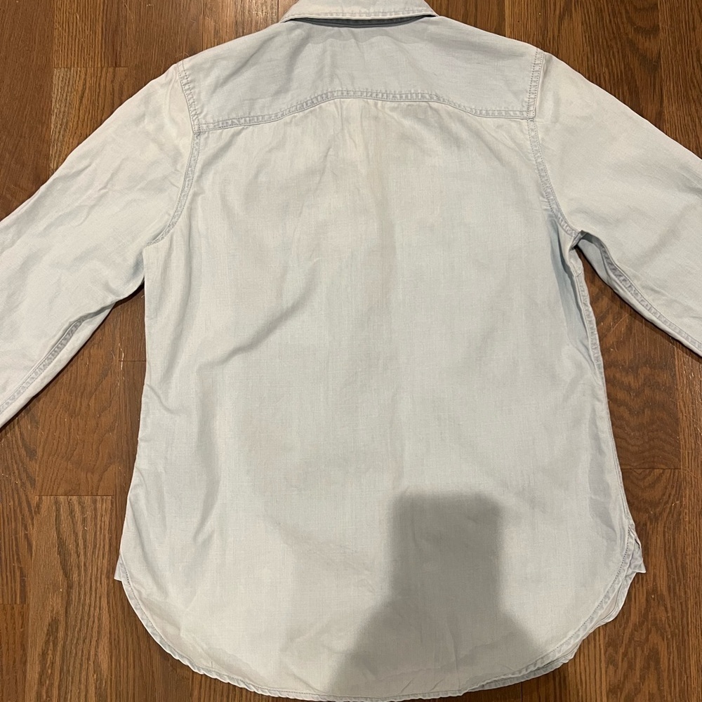 Talbots Button Up Women Medium Petite Lyocell Shirt Roll Tab Sleeve Pocket Blue - Picture 4 of 6